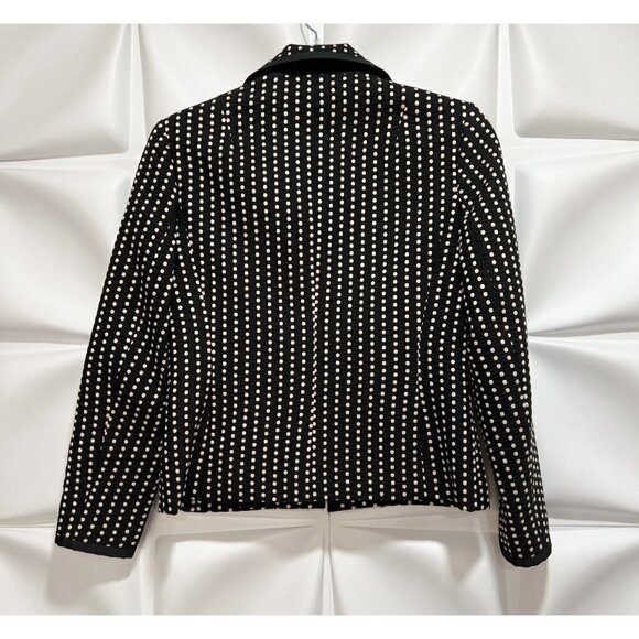 Talbots Sz 2 Black Ivory Textured Polka Dot Jacquard xs Tuxedo Blazer Jacket - Picture 4 of 7